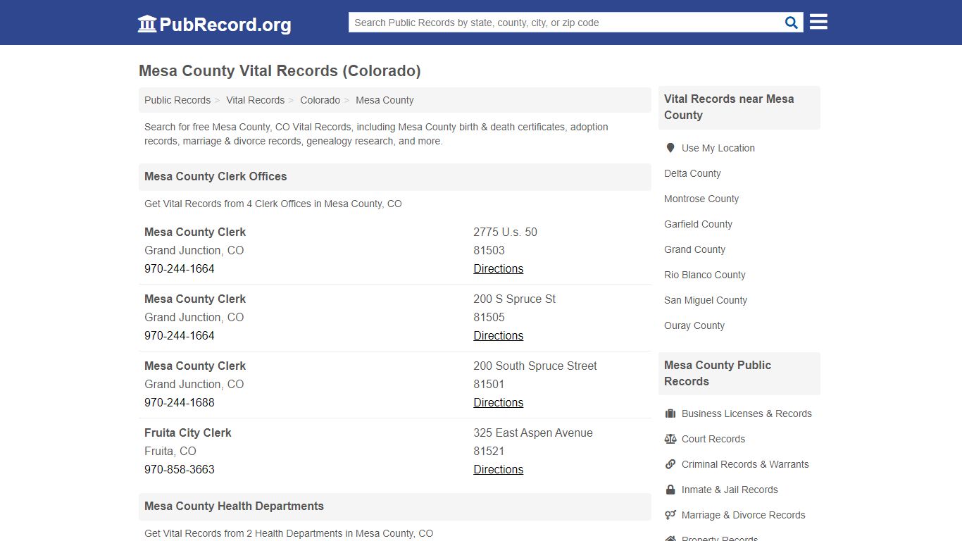 Free Mesa County Vital Records (Colorado Vital Records)